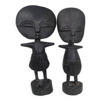 Duo of fertility statuettes from Ghana Ashanti