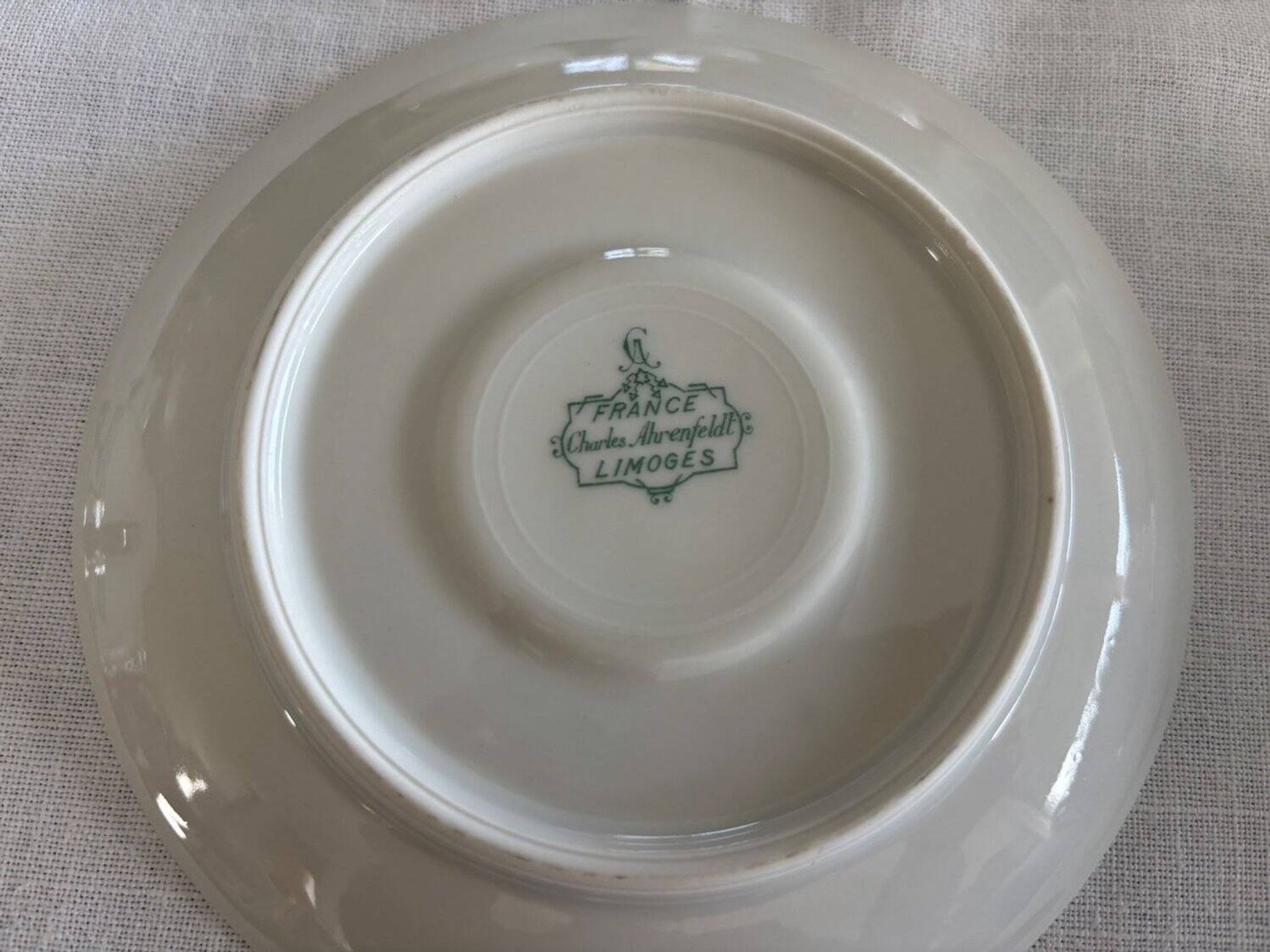 Service à thé en porcelaine Limoges Charles Ahrenfeldt filet argent Belle É