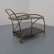 Mid-Century French Brass & Glass Serving Bar Cart, 1960s