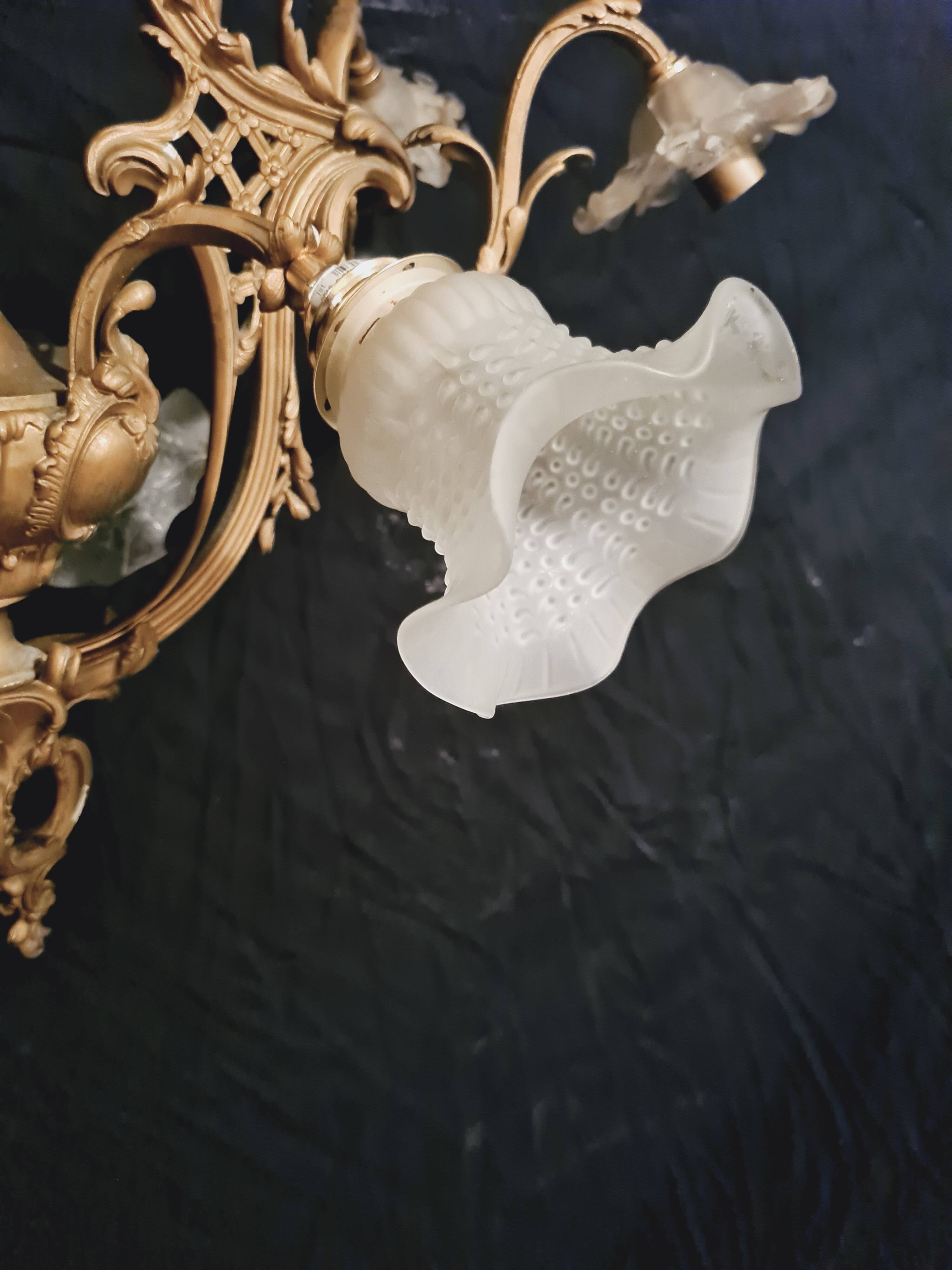 lustre cage en bronze vers 1900 , 9 lumières