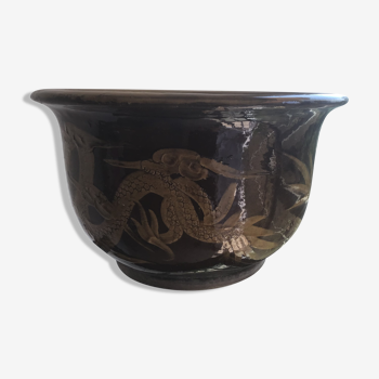 Cache pot décor dragon chinois qualité artisanale