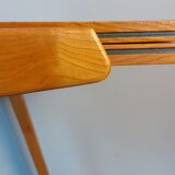 Extendable table in ash by Drevotex, vintage Czechoslovak 1950s