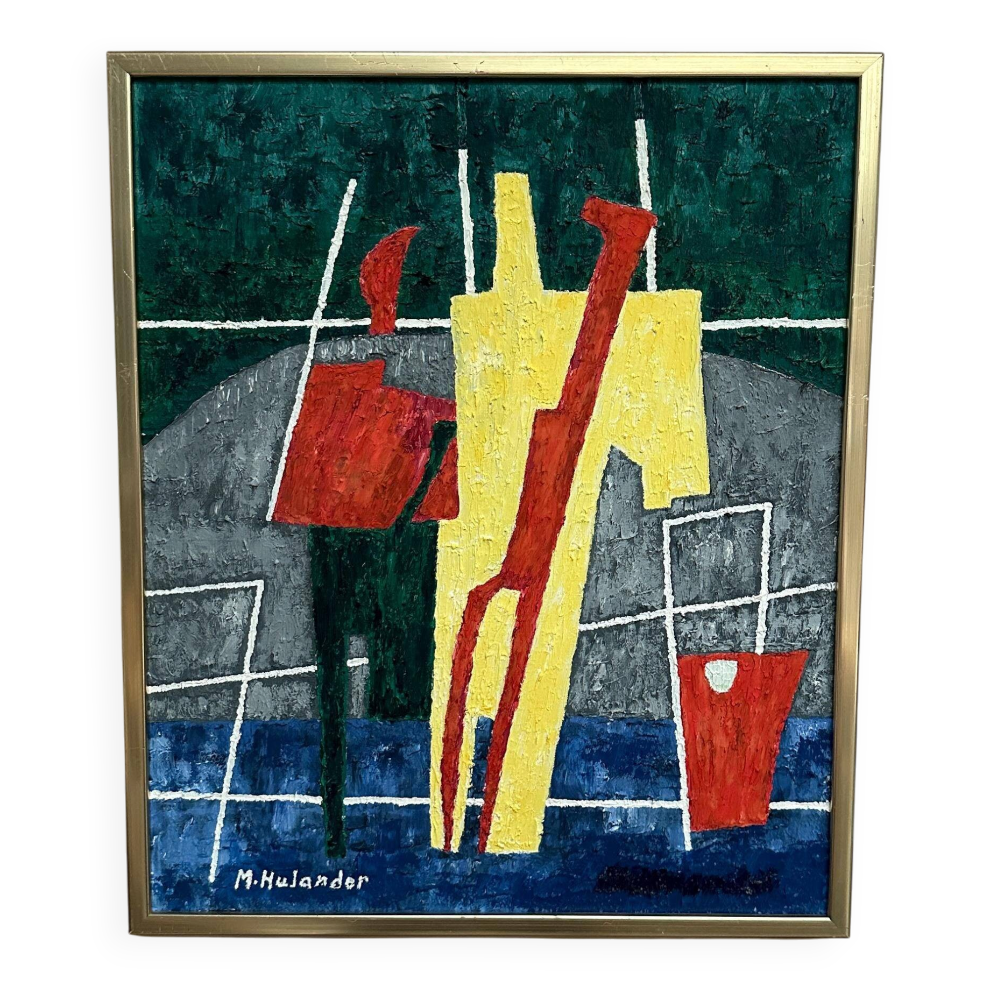 Original Swedish Oil on Canvas – “Abstract Composition” by M. Hulander