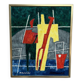 Original Swedish Oil on Canvas – “Abstract Composition” by M. Hulander