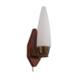 Danish teak and opaline wall lamp