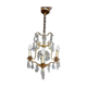 Rare antique cage chandelier in gilded bronze and crystal, 4 lights / WORKING CONDITION GAU?