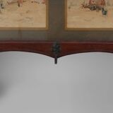 Art Nouveau Wall-Mounted Coat Rack with Framed Watercolors by Cassier, Belg