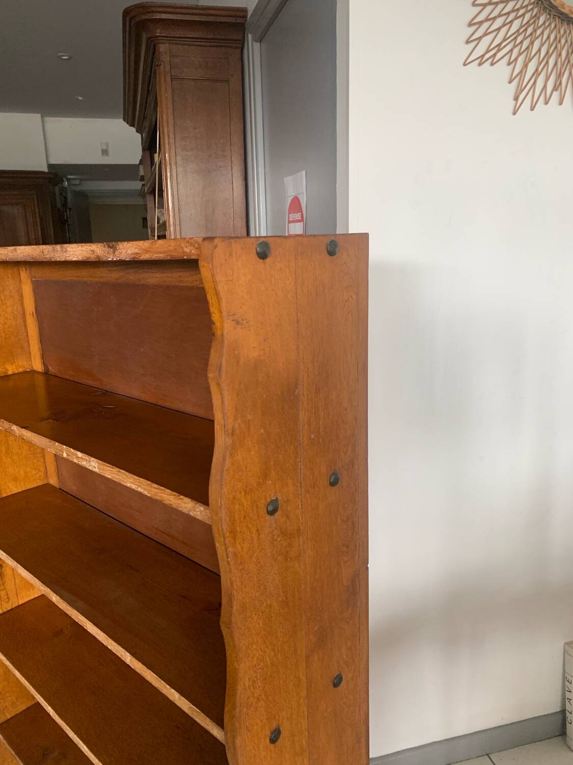 Vintage brutalist oak bookcase