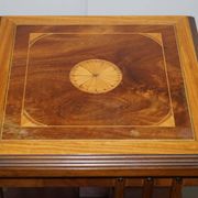 Edwardian revolving library in burl walnut with Sheraton inlay circa 1900