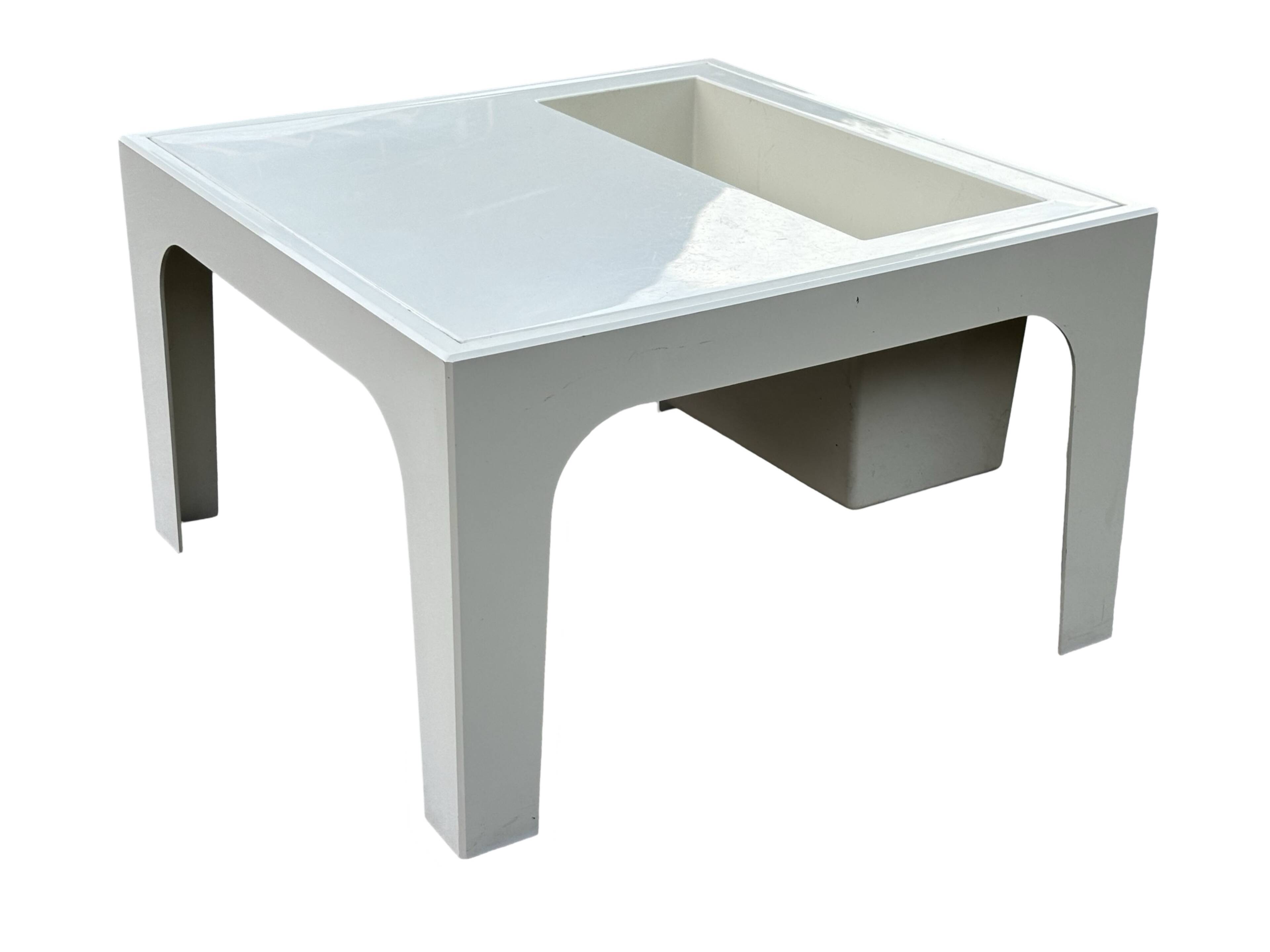 Vintage table with magazine holder, 70s space age