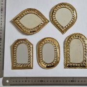 Set of 5 small openwork brass mirrors, Moroccan craftsmanship, 7 x 10 cm.
