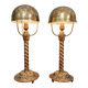 Pair of table lamps in bronze and brass, early 20th century.