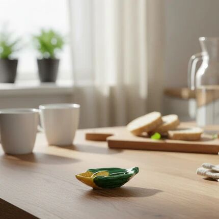 Vintage butter dish with corn cob design and its knife - Vallauris