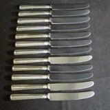 Set of 12 dessert knives stainless blades Adrien Bergeon goldsmith