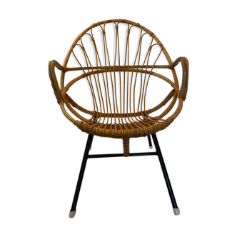 Fauteuil en rotin vintage de Rohe Noordwolde