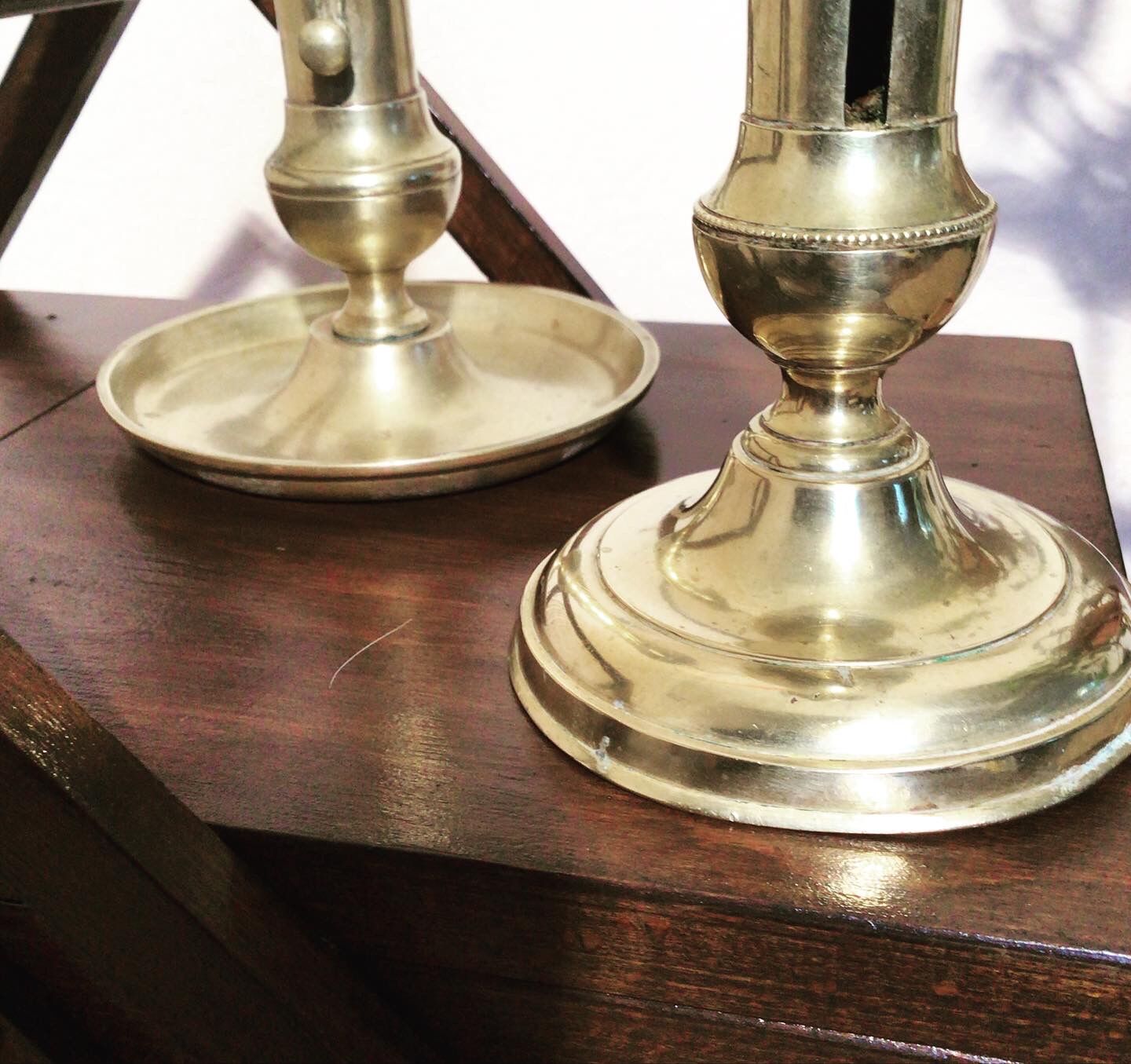 Pair of brass candle holders