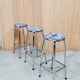 Set of 3 chrome tubular steel bar stools
