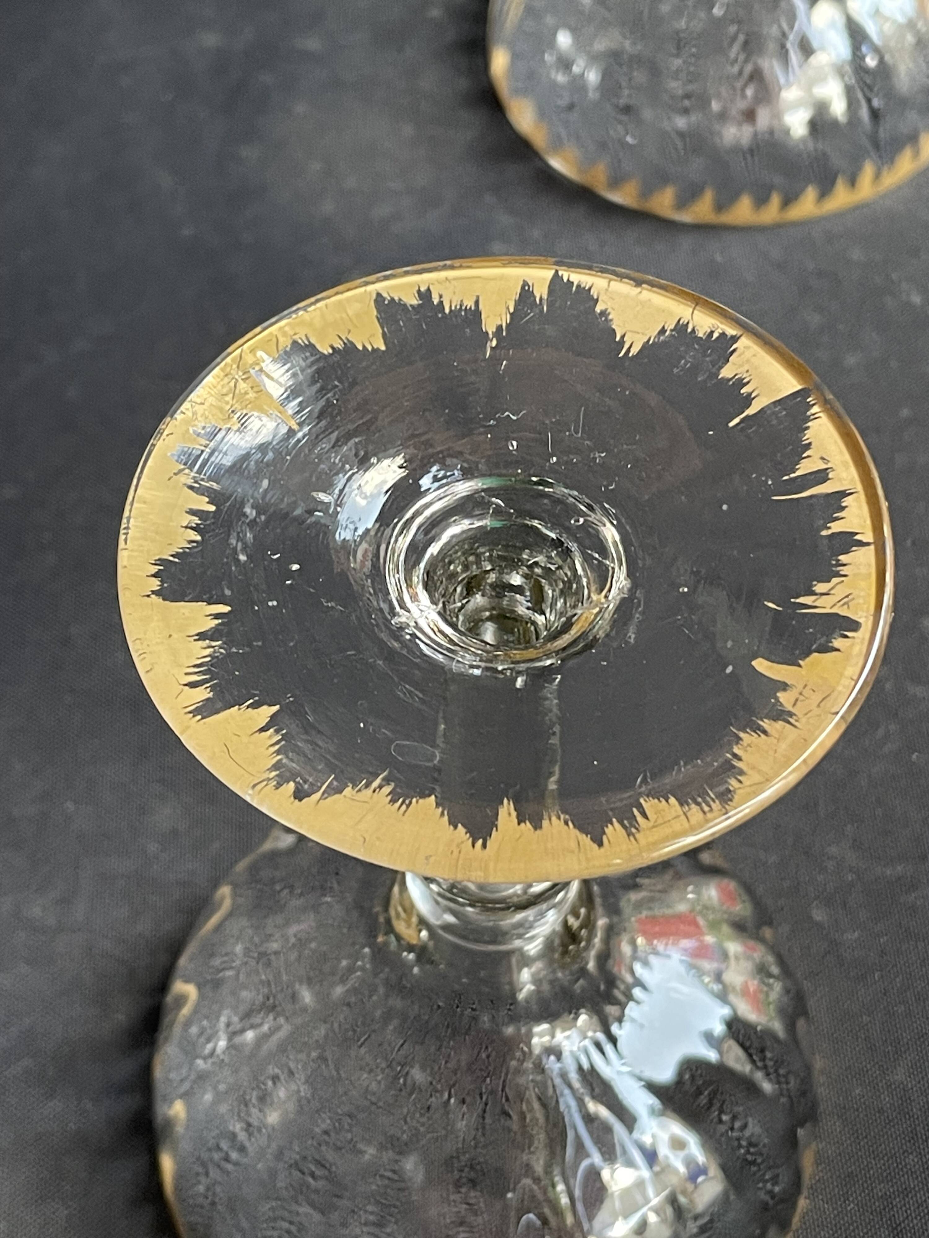 5 Gold Putoisé Champagne Glasses – Legras Pierrefonds 19th Century Service