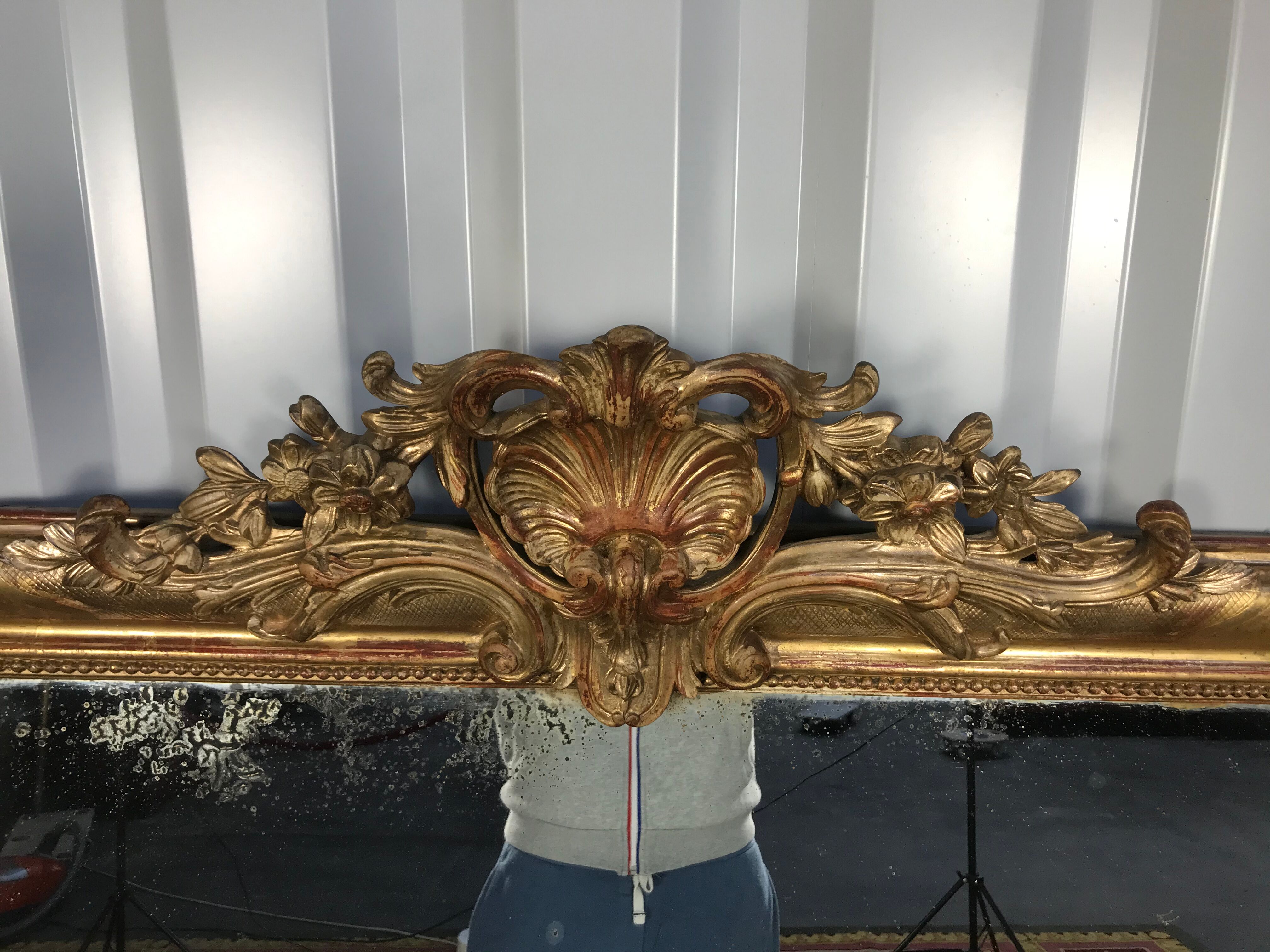 Louis Philippe's era mirror with a gold leaf pediment