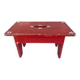 Small Stool Low Patinated Painted Footrest Vintage