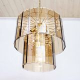 Italian chandelier in brass and beveled glass