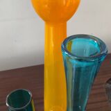 Trio of vintage glass paste vases