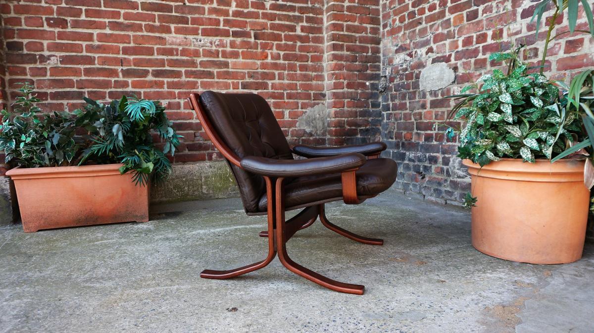 Pair of Scandinavian leather armchairs