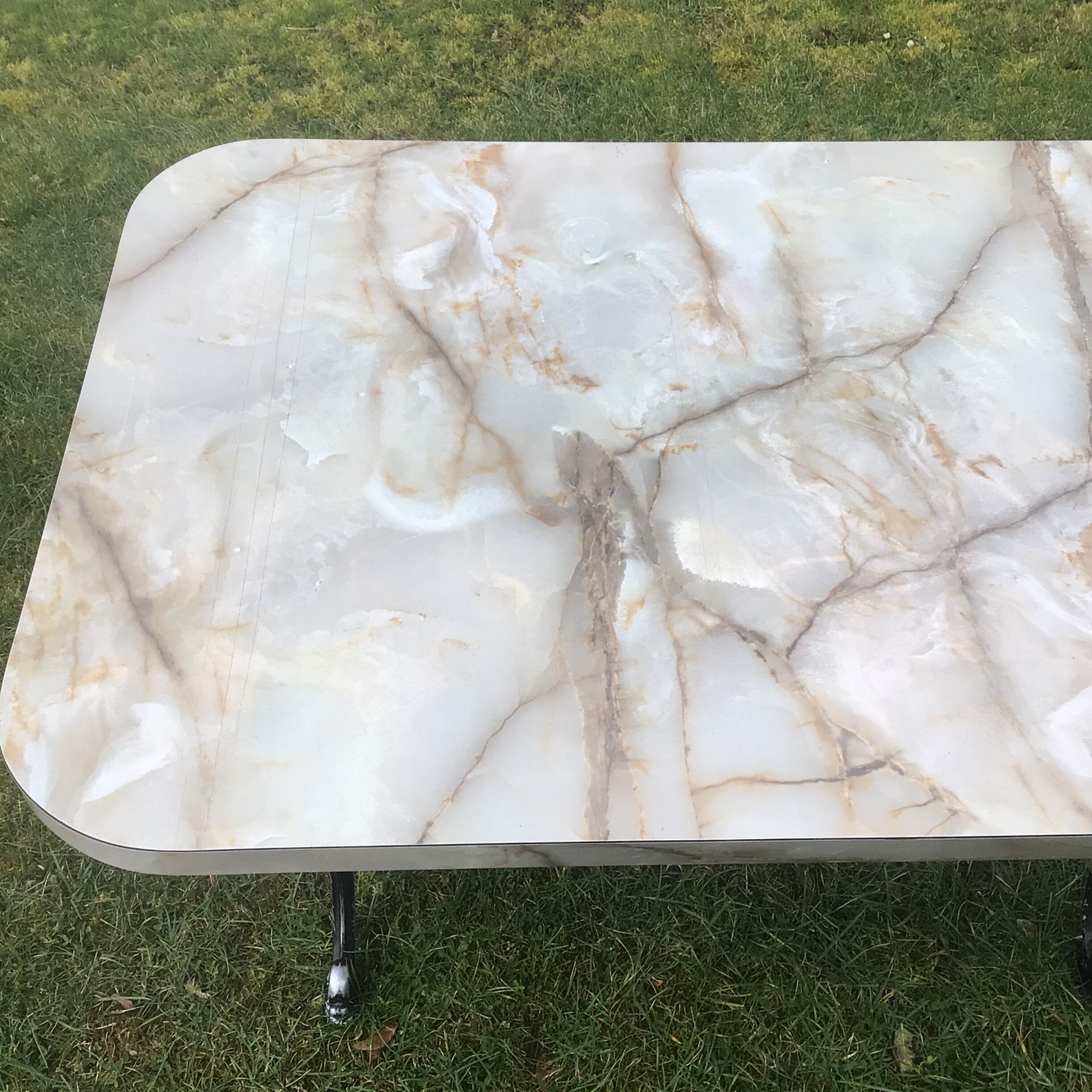 Cast-iron bistro table with marble effect