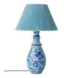 Fajalauza ceramic table lamp with hand-woven shade, Granada, Spain.