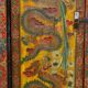 Vintage Chinese wardrobe painted with pagoda and drawers.