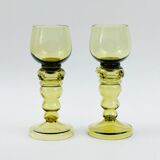 Pair of Antique Hand Blown Glass Wine Glasses from Roemer, Germany, 1880-1900s