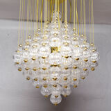 Venini mid century italian flushmount murano glass bubbles and brass chandelier