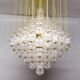 Venini mid century italian flushmount murano glass bubbles and brass chandelier