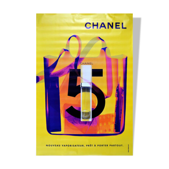 Affiche original Chanel N°5 en 1998 (Version jaune) - Grand Format - On linen