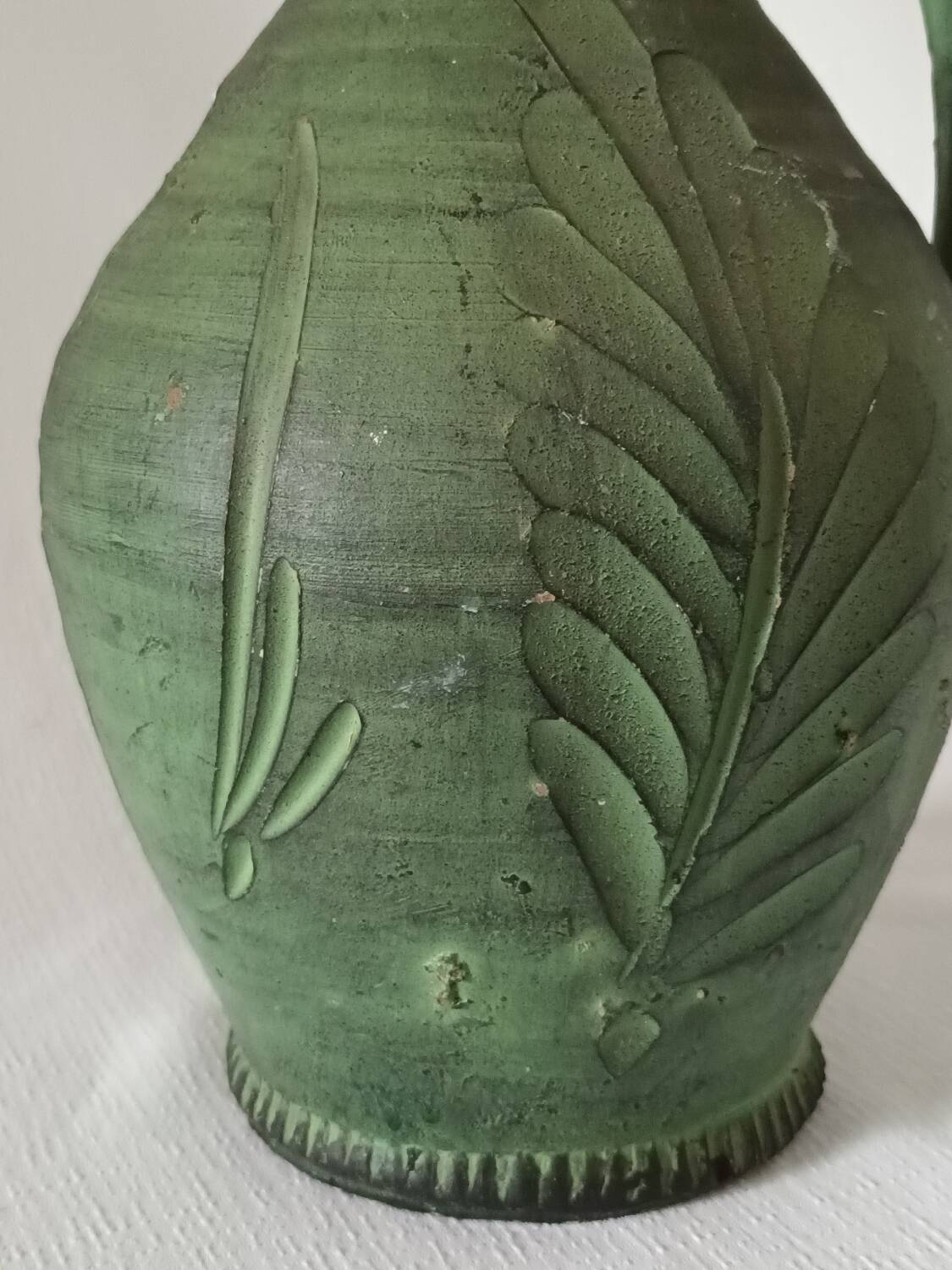 Jug, vase, vintage green ceramic