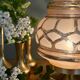 Vintage Art Deco globe table lamp in pink and gold glass.