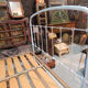 Old bed with box spring slats structure metal painted 140x190cm
