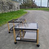 Coffee table golden black and Erard smoked glass