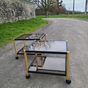 Coffee table golden black and Erard smoked glass