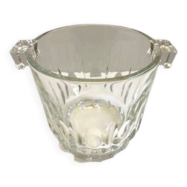 Ancien Seau Pot à Glace Glaçons Verre Cristal Vintage Made in Danemark Art Déco