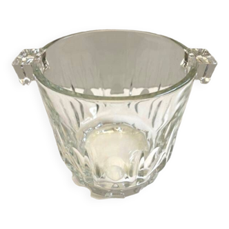 Old Bucket Ice Pot Ice Cubes Crystal Glass Vintage Made in Denmark Art Deco