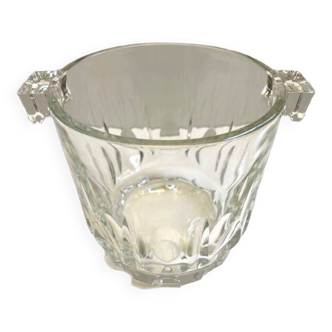 Ancien Seau Pot à Glace Glaçons Verre Cristal Vintage Made in Danemark Art Déco