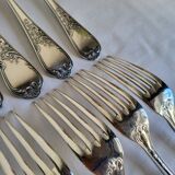 12 large silver-plated metal table forks by Guildart