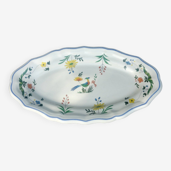 Porcelain serving dish from the Gien earthenware factory, birds of paradise model