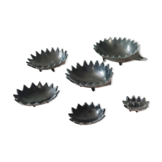 Set of 6 hedgehog ashtrays