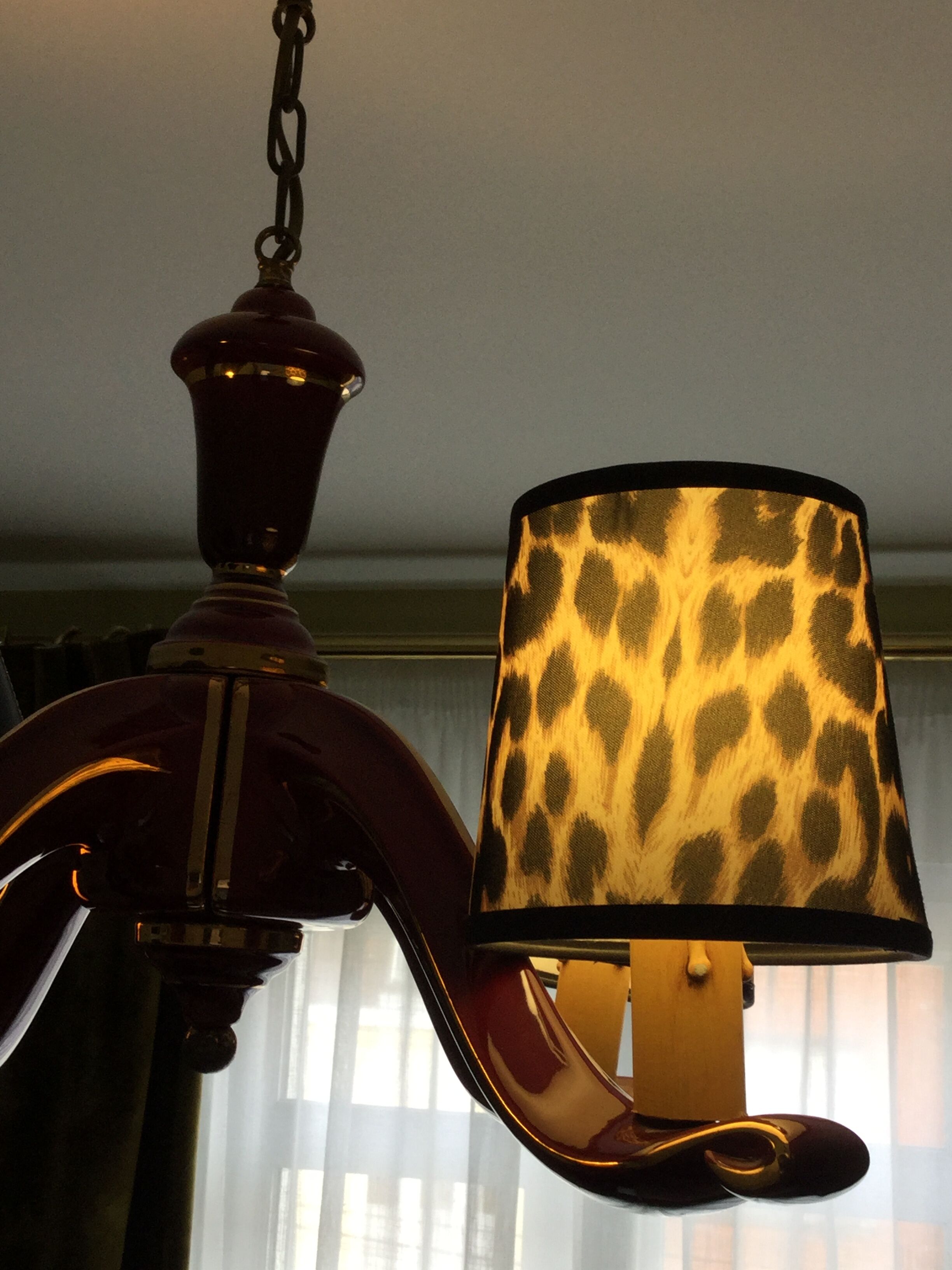 Lustre art deco burgundy earthenware and gold