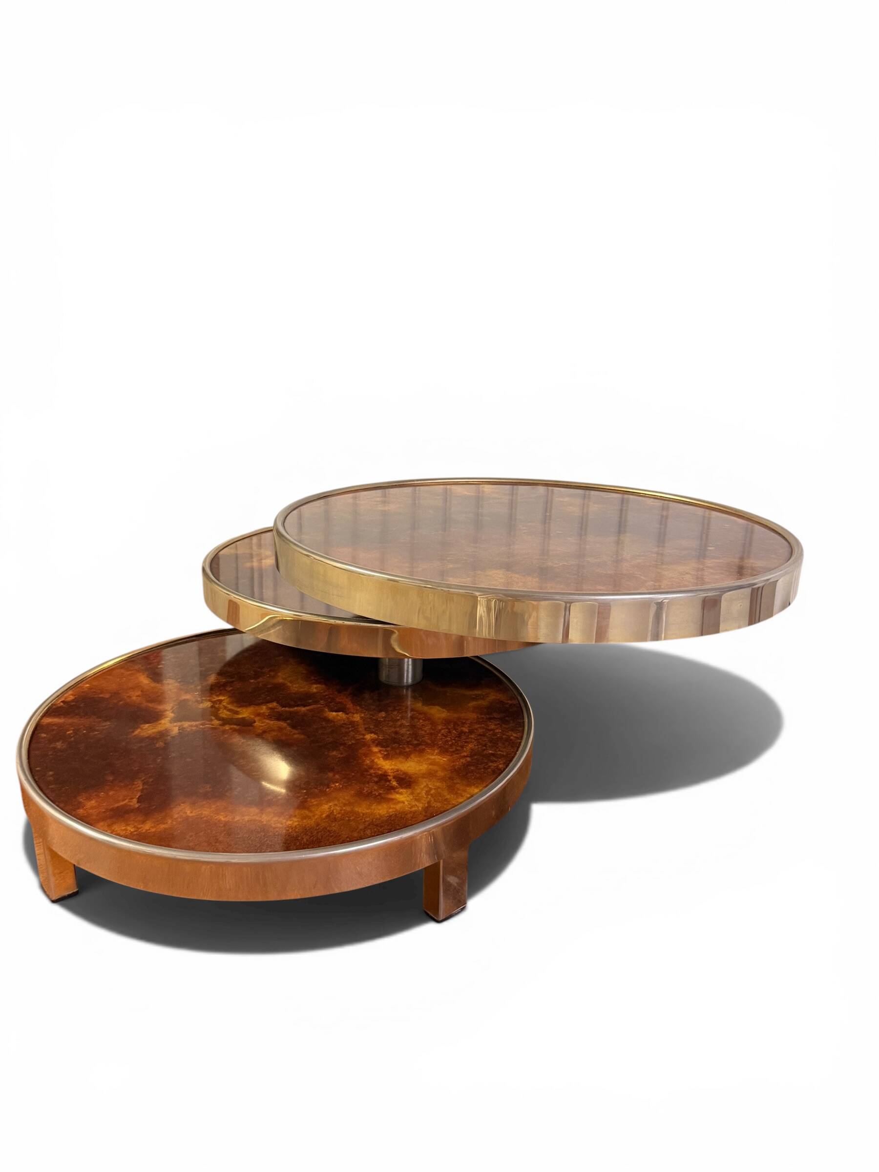 Coffee Table with 3 Platforms in Elm Burl - Maria Pergay