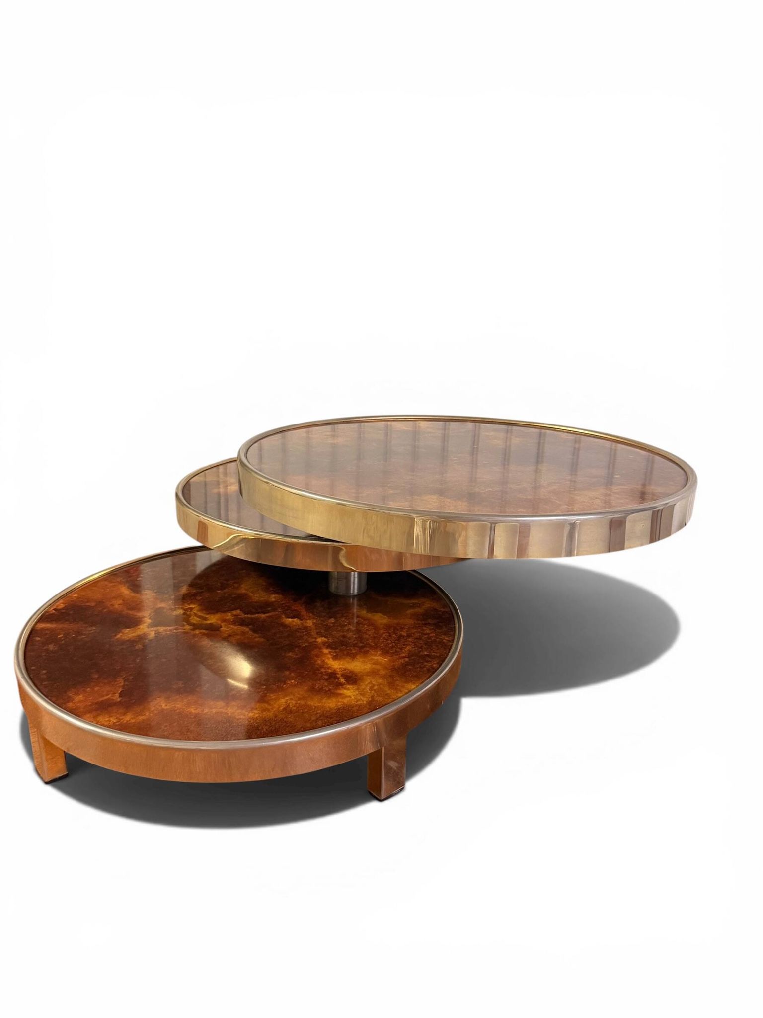 Coffee Table with 3 Platforms in Elm Burl - Maria Pergay