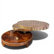Coffee Table with 3 Platforms in Elm Burl - Maria Pergay