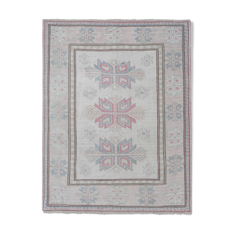 Decorative soft muted color turkish oushak rug, living room rug 5'11'' x 7'3''